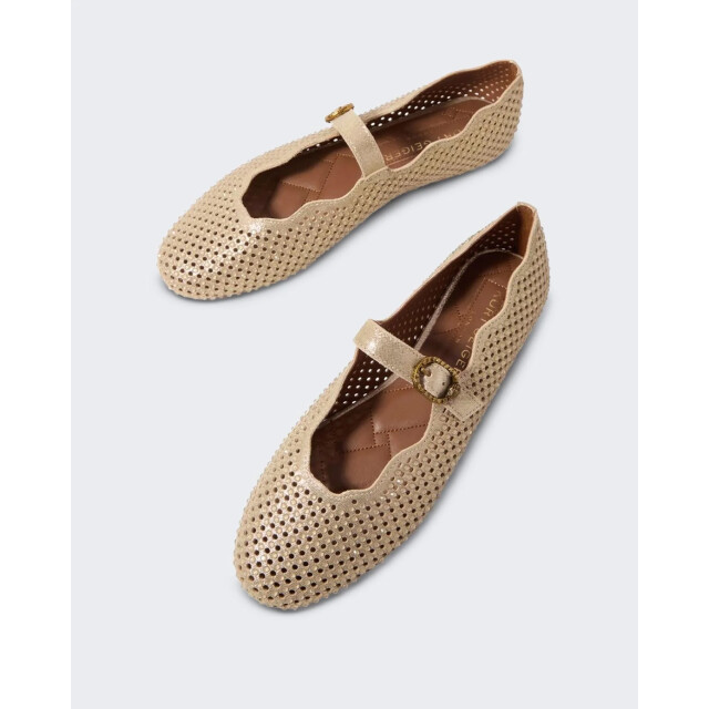 Kurt Geiger Dames wavy mayfair ballet flat 5596461209-Goud large
