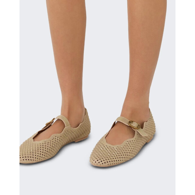 Kurt Geiger Dames wavy mayfair ballet flat 5596461209-Goud large