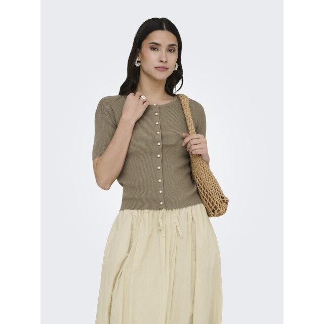 Jacqueline de Yong Jdygaby 24 o-neck pearl cardigan knt taupe 4249.77.0002 large