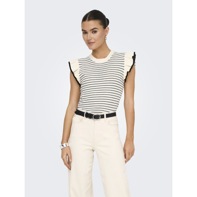 Jacqueline de Yong Jdycarice sl frill pullover knt noos ecru dessin 4382.08.0028 large