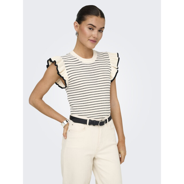 Jacqueline de Yong Jdycarice sl frill pullover knt noos ecru dessin 4382.08.0028 large
