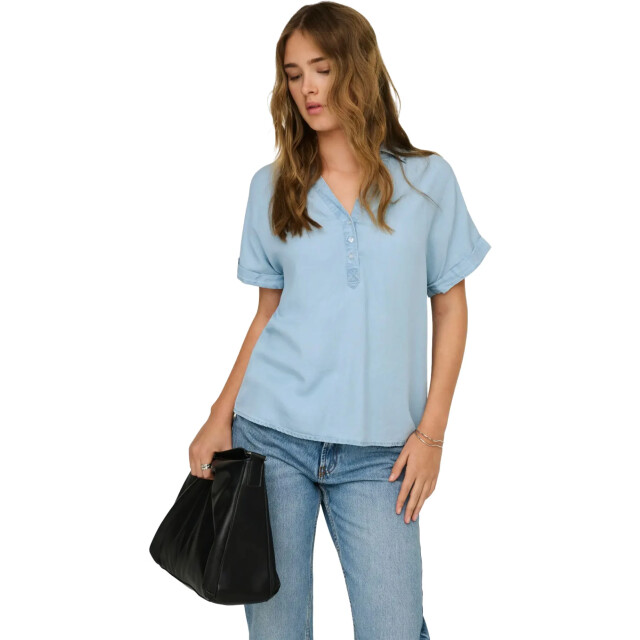 Only Onlcharis life cap sleeve shirt wvn cc light blue 15363976-177934 large