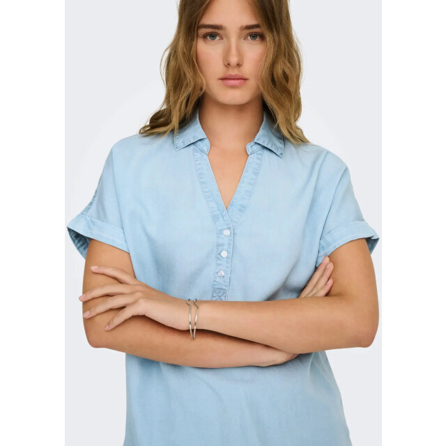 Only Onlcharis life cap sleeve shirt wvn cc light blue 15363976-177934 large