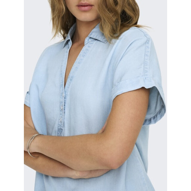 Only onlcharis life cap sleeve shirt wv 15363976 light blue denim 06613.210.0058 large