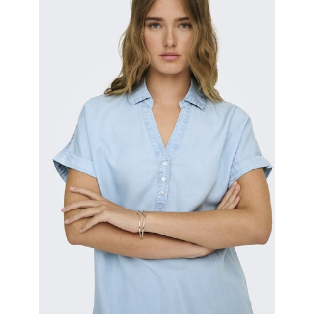 Only onlcharis life cap sleeve shirt wv 15363976 light blue denim 06613.210.0058 large