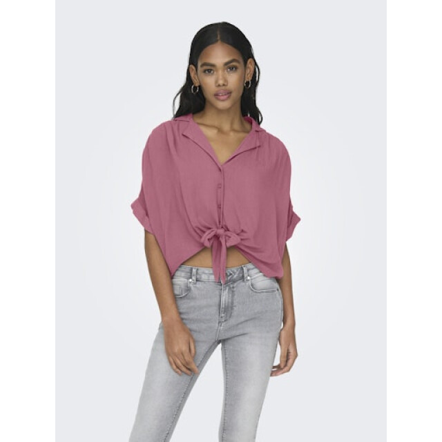 Only onlpaula life s/s tie shirt wvn noo 15281497 heather 06613.615.0010 large