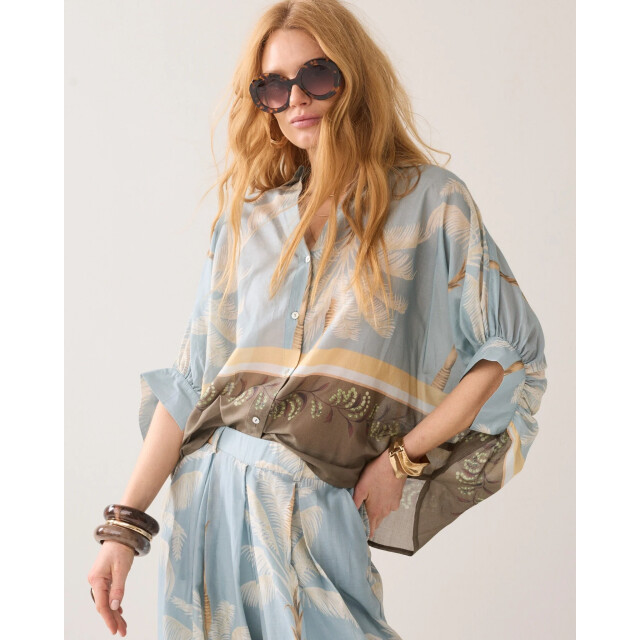 Summum 4s2993-12451 431 trousers palmtree print single border glacierblue 4s2993-12451 431 large