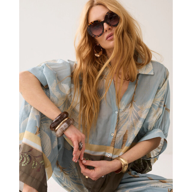 Summum 4s2993-12451 431 trousers palmtree print single border glacierblue 4s2993-12451 431 large