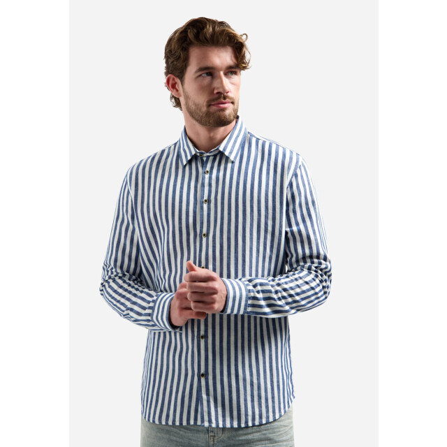 No Excess Shirt vertical big stripe with line indigo blue 31470224-136 large