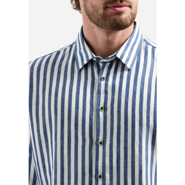 No Excess Shirt vertical big stripe with line indigo blue 31470224-136 large