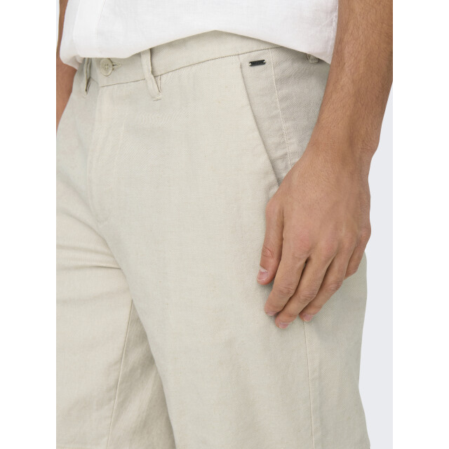 Only & Sons onsmark 0011 cotton linen shorts no 22024940 silver lining 05414.915.0117 large