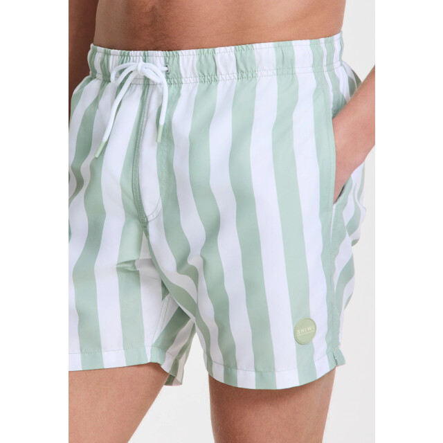 Shiwi Heren zwemshort broad stripe lichtgroen/wit 1441100200-7810 large