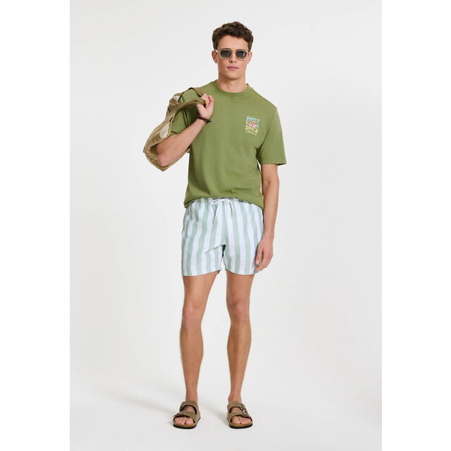 Shiwi Heren zwemshort broad stripe lichtgroen/wit 1441100200-7810 large