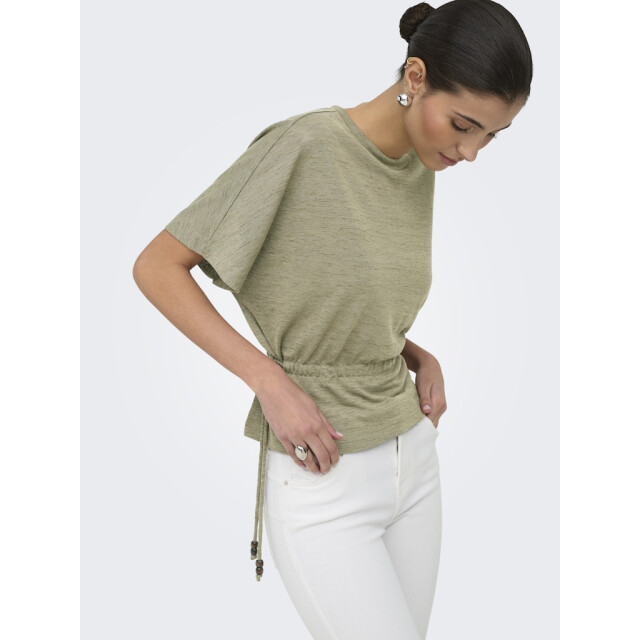 Only Onlpearl ss elastic waist top jrs army 4382.26.0017 large