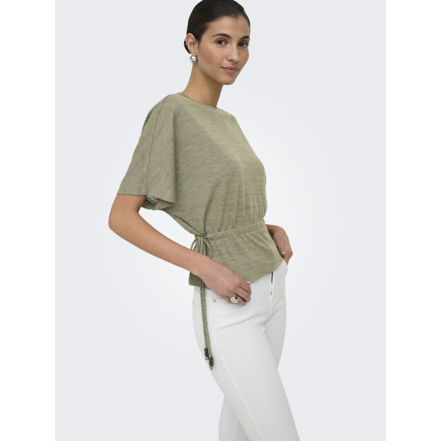 Only Onlpearl ss elastic waist top jrs army 4382.26.0017 large