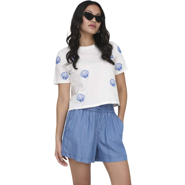 Only Onlmarisse s/s emb top box jrs cloud dancer/shell 15372099-177922002 large