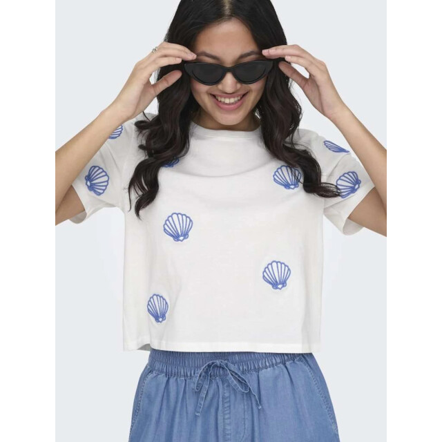 Only Onlmarisse s/s emb top box jrs cloud dancer/shell 15372099-177922002 large