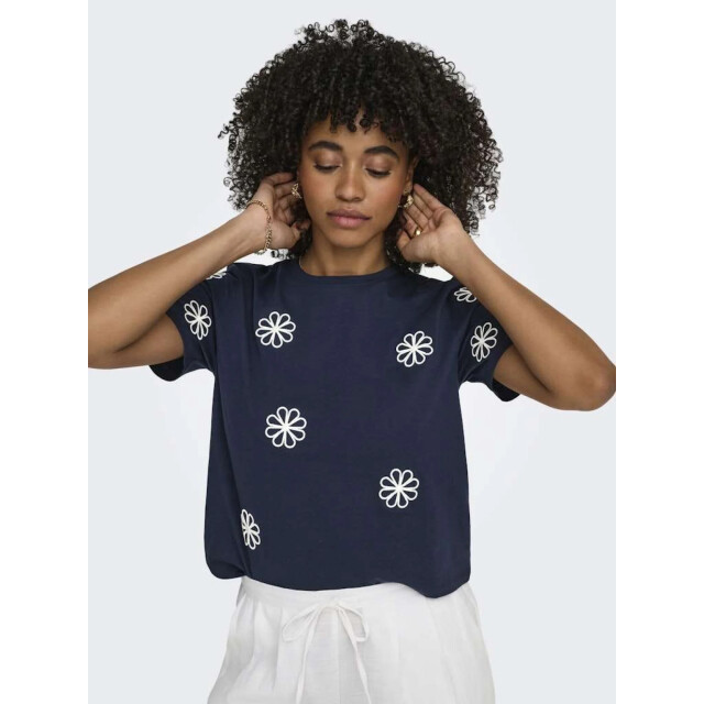 Only Onlmarisse s/s emb top box jrs navy blazer/flower 15372099-186699001 large