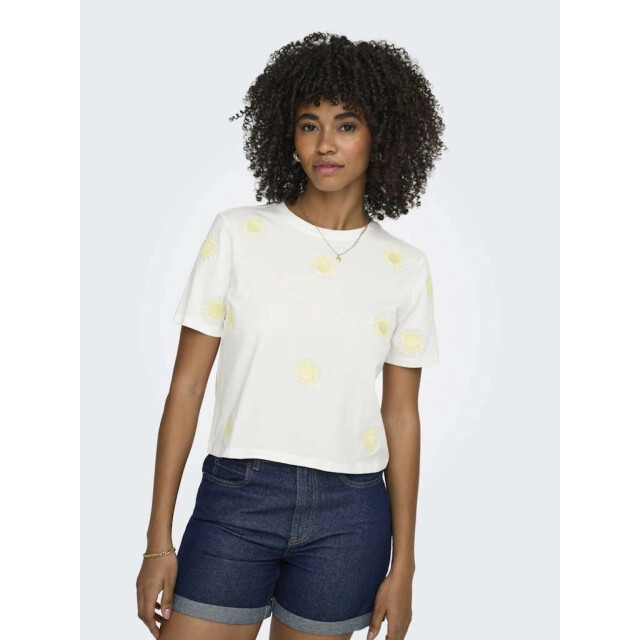 Only Onlmarisse s/s emb top box jrs cloud dancer/sun em 15372099-177922003 large