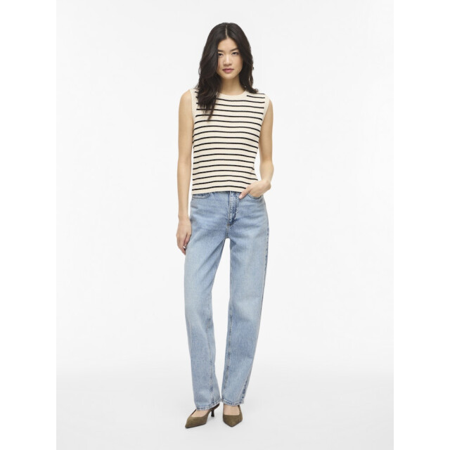 Vila Vimalu rib sl o-neck knit top ecru dessin 4381.08.0016 large