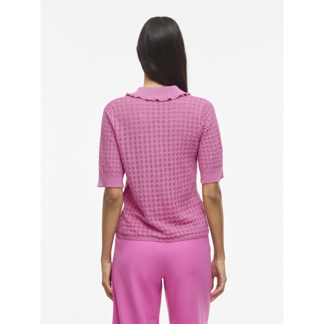 Vila Vinora polo 24 pointelle knit toprc fuchsia 4369.56.0012 large
