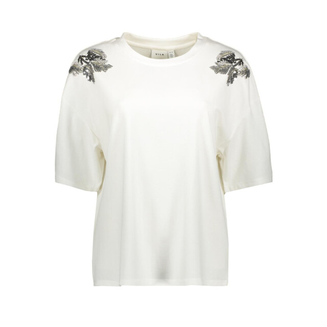 Vila viselsa o-neck s/s pearl t-shirt 14113127 snow white 06011.120.0226 large