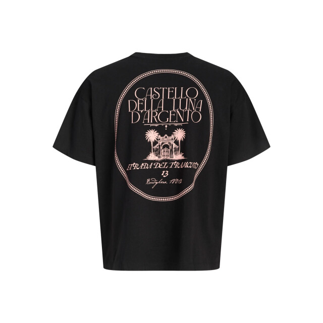 Jack & Jones Heren backprint t-shirt jorcotedazur zwart/lichtrood 12296081-Black large