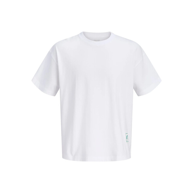 Jack & Jones Heren backprint t-shirt jorcotedazur wit/turquoise 12296081-Bright White large