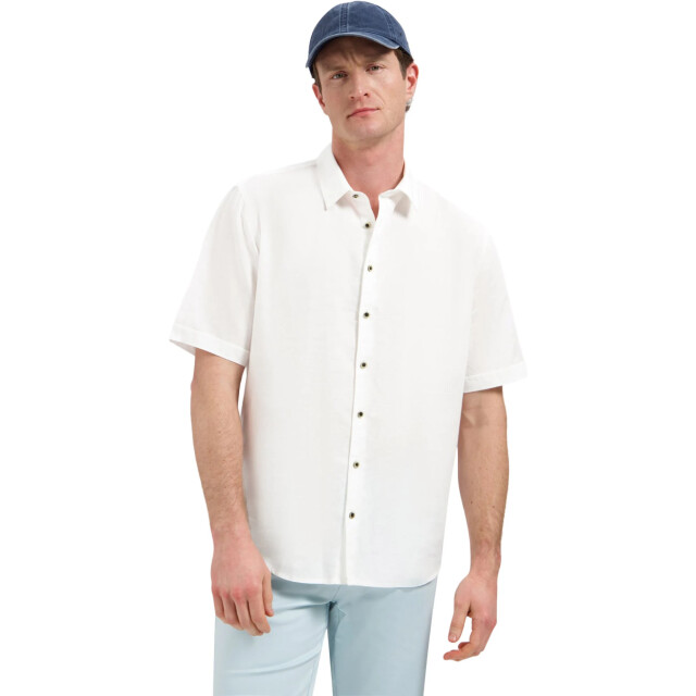No Excess Shirt short sleeve h linen white 31480321SN-010 large