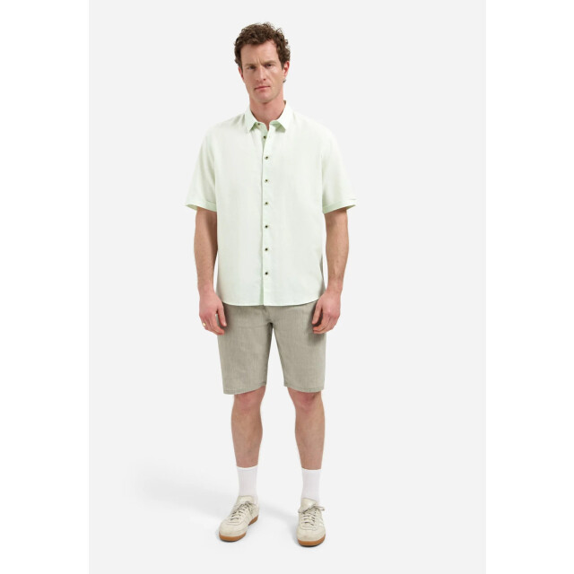 No Excess Shirt short sleeve with linen seagreen 31480321SN-057 large