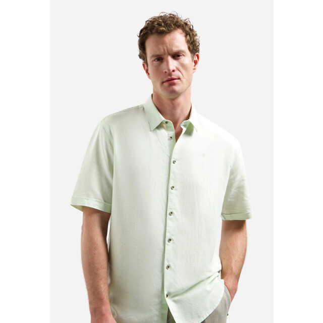 No Excess Shirt short sleeve with linen seagreen 31480321SN-057 large