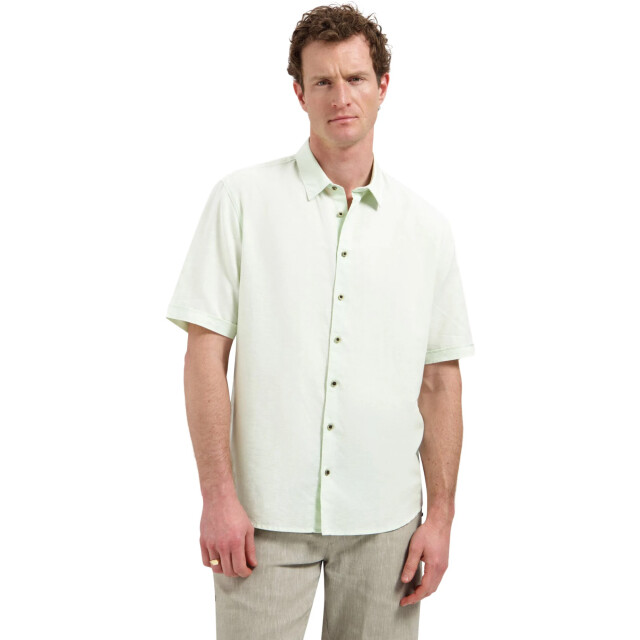 No Excess Shirt short sleeve with linen seagreen 31480321SN-057 large