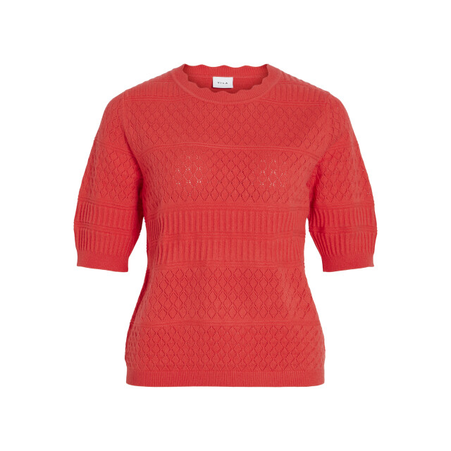 Vila Vimilos s/s o-neck pointelle top - 14114746 large