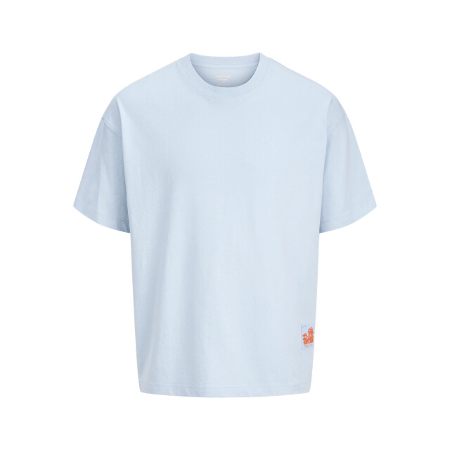 Jack & Jones Heren backprint t-shirt jorcotedazur lichtblauw/oranje 12296081-Cashmere Blue large