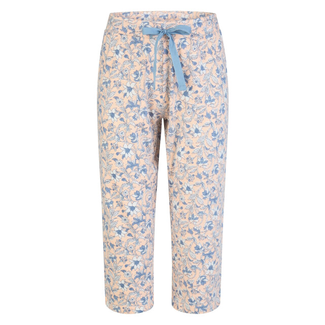 By Louise Dames capri pyjama set driekwart broek blauw/soft orange gebloemd BL-6242-02 large
