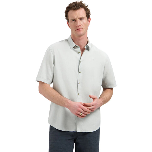 No Excess Shirt short sleeve with linen dusty green 31480321SN-159 large