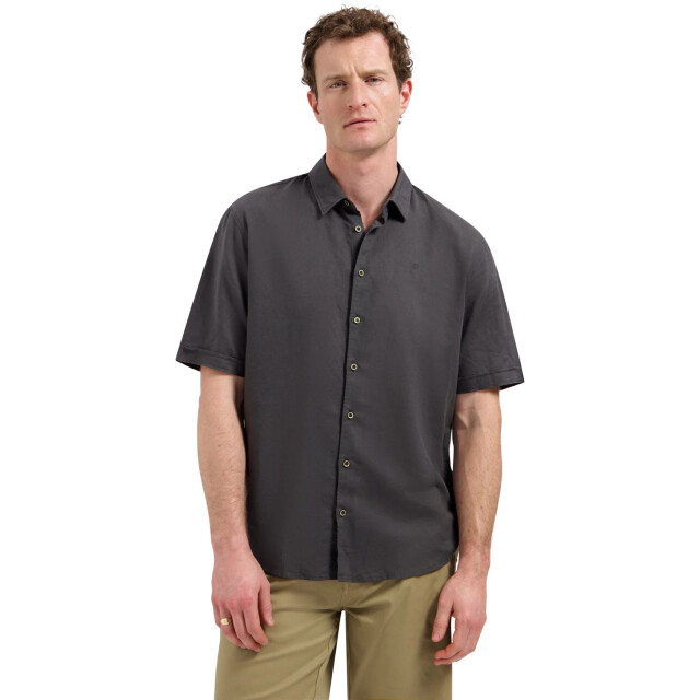 No Excess Shirt short sleeve with linen dark steel 31480321SN-124 large