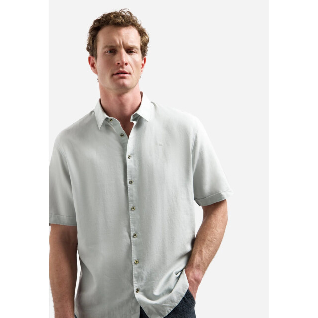 No Excess Shirt short sleeve with linen dusty green 31480321SN-159 large