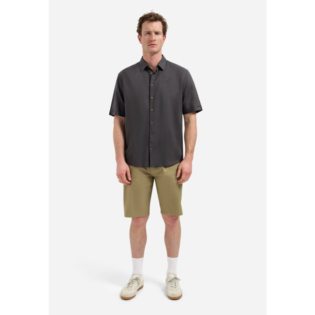 No Excess Shirt short sleeve with linen dark steel 31480321SN-124 large