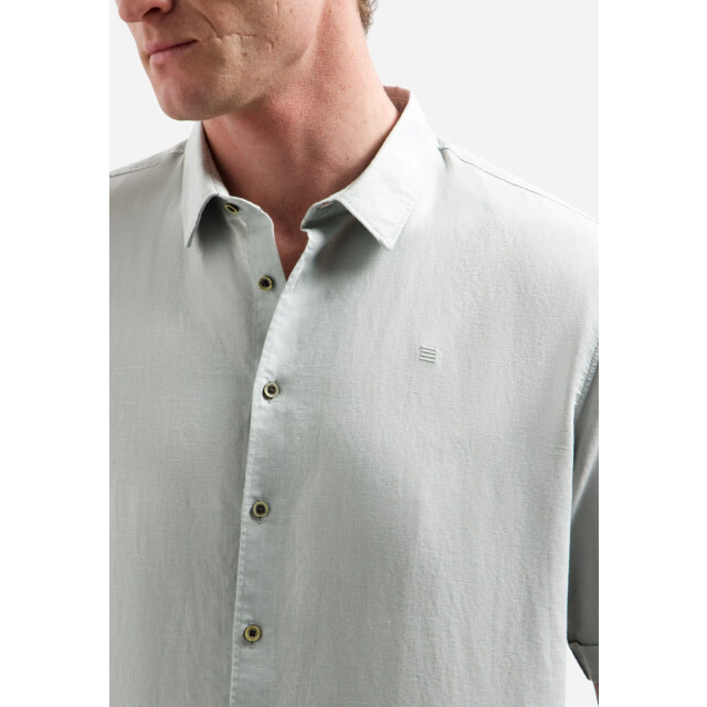 No Excess Shirt short sleeve with linen dusty green 31480321SN-159 large