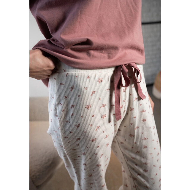 By Louise Dames pyjama set lang driekwart mouw oudroze/wit gebloemd BL-6259-02 large