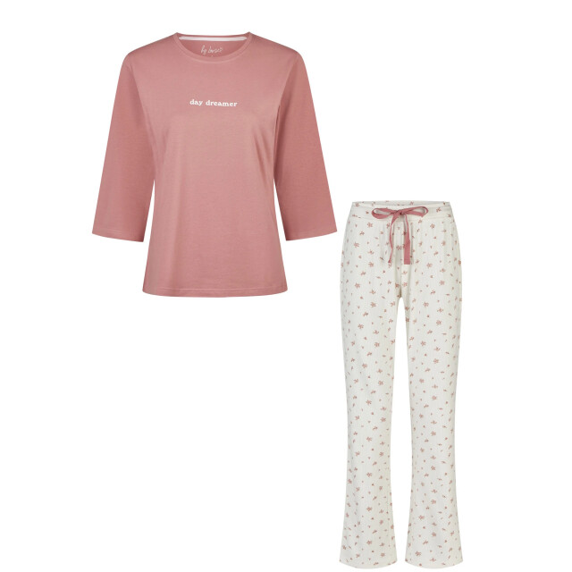 By Louise Dames pyjama set lang driekwart mouw oudroze/wit gebloemd BL-6259-02 large