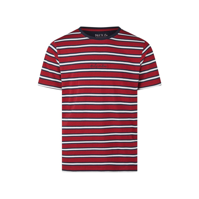 Phil & Co Heren shortama korte pyjama set rood/donkerblauw gestreept PH-6204-02 large