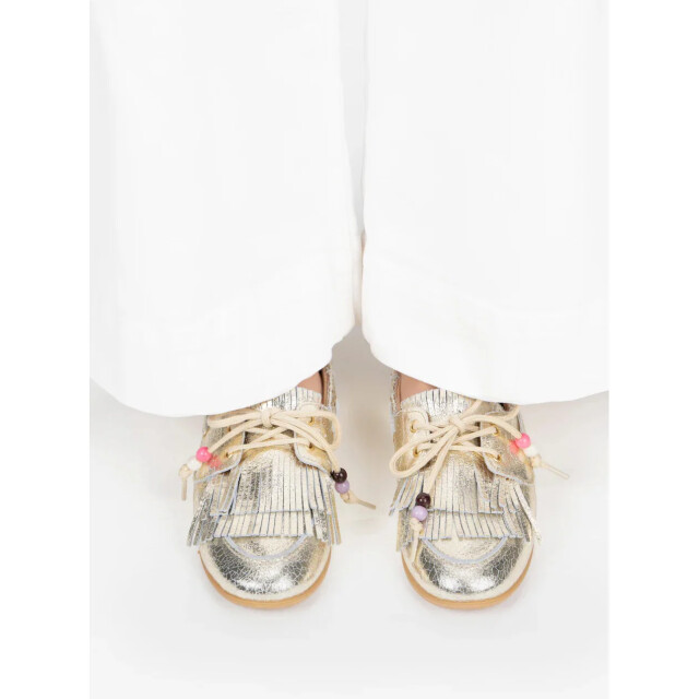 DWRS Label Dwrs latty fringes crackled champagne mocassins dames B11975-06 7208 large