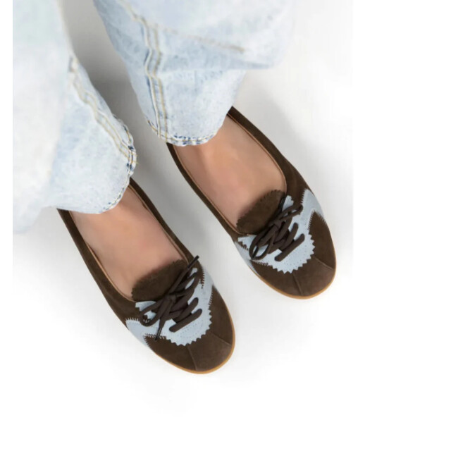 DWRS Label Dwrs temple dark brown/light blue loafers dames B11926-02 7898 large