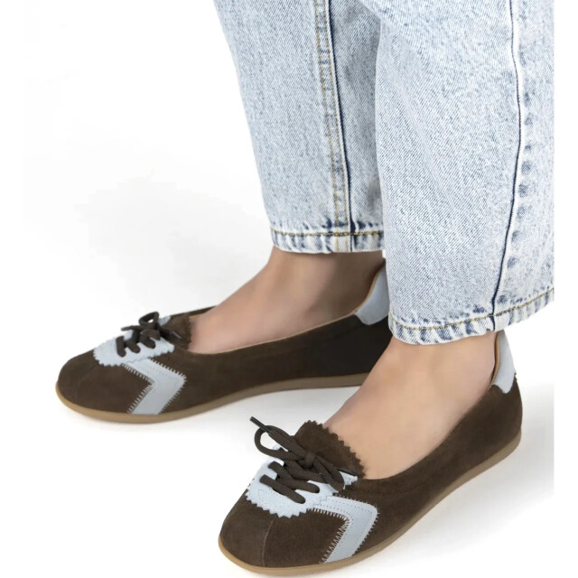 DWRS Label Dwrs temple dark brown/light blue loafers dames B11926-02 7898 large