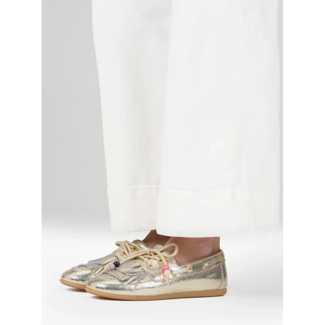 DWRS Label Dwrs latty fringes crackled champagne mocassins dames B11975-06 7208 large