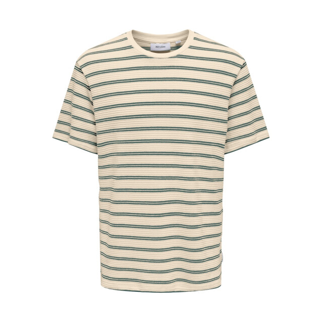 Only & Sons Onsian reg ss stripe struct tee ecru dessin 5339.08.0045 large
