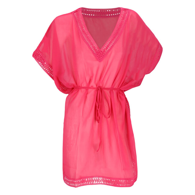 Sarlini Dames tuniek strandjurk polyester chiffon effen fuchsia fel 000423 large