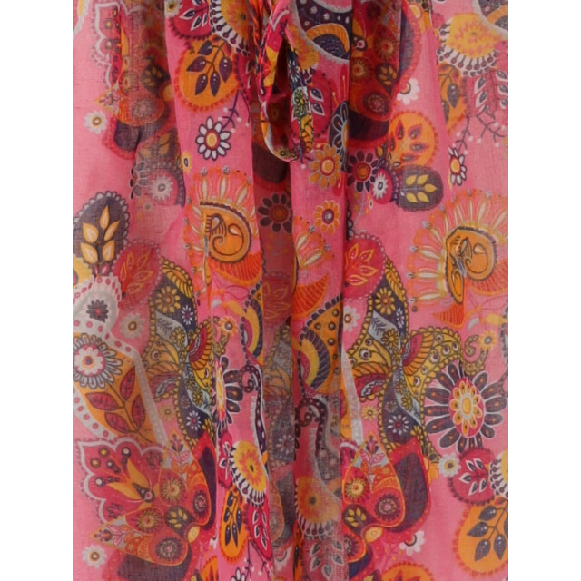 Sarlini Dames tuniek strandjurk polyester kaftan print roze 000423 large